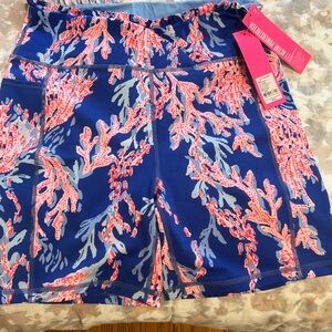 Lilly Pulitzer Blue and Coral Athletic Shorts